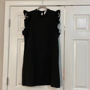 Perfectly Priscilla Dress large black. Flutter sleeve. NWT